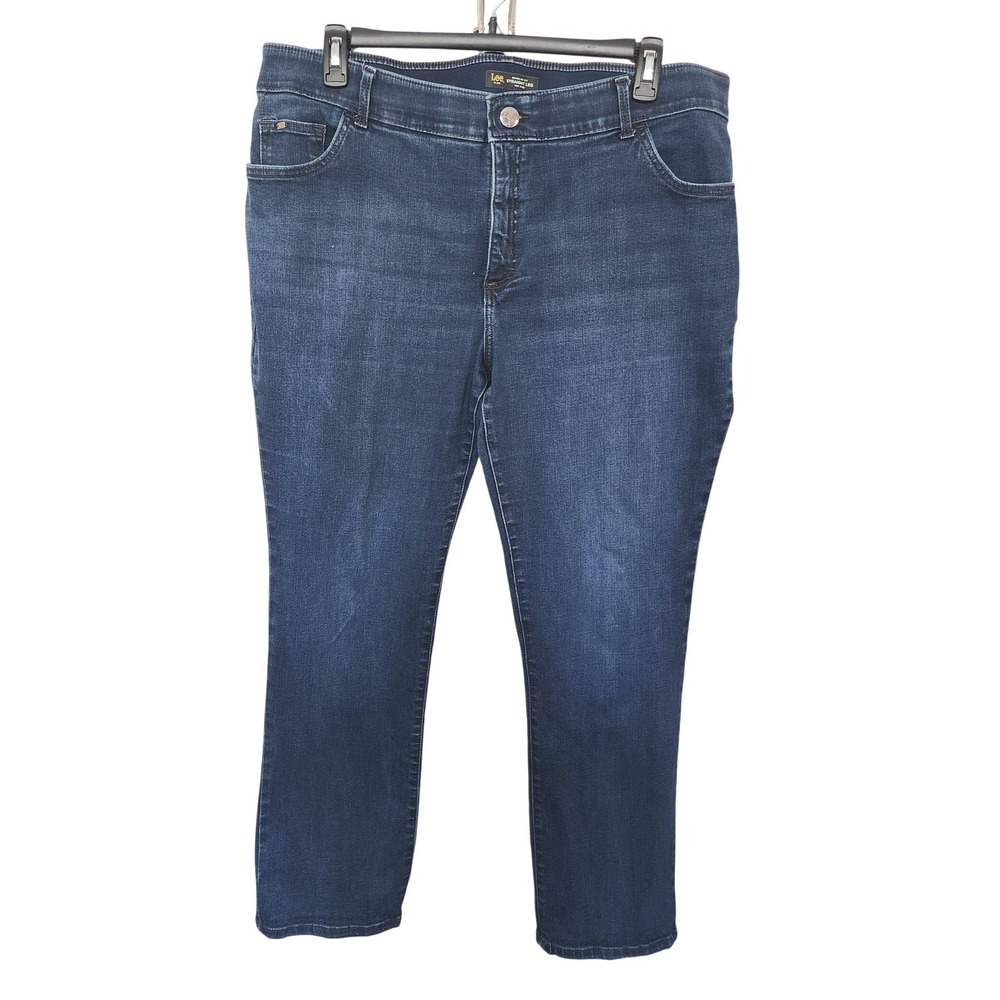 Lee Plus Regular Fit Straight Leg Mid Rise Jeans Dark Wash 20W Medium